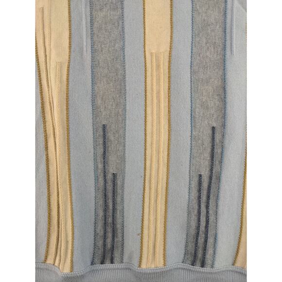 Mens Montechiaro V Neck Sweater Size M Pullover Blue Gray & Cream Made in Italy - Picture 4 of 12